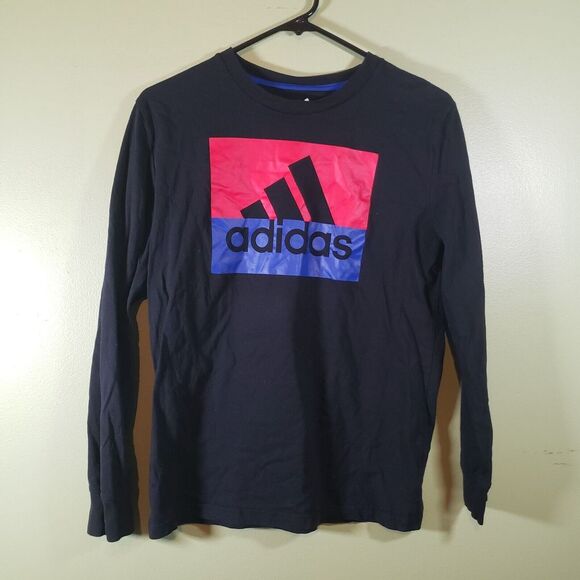 Adidas Junior Girls Black‎ Long Sleeve t-shirt size Large Spellout - Picture 1 of 4
